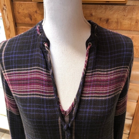CLOTH & STONE - WOMENS PRETTY PLUM AND PLAID PULLOVER TUNIC SIZE MEDIUM - Picture 2 of 15